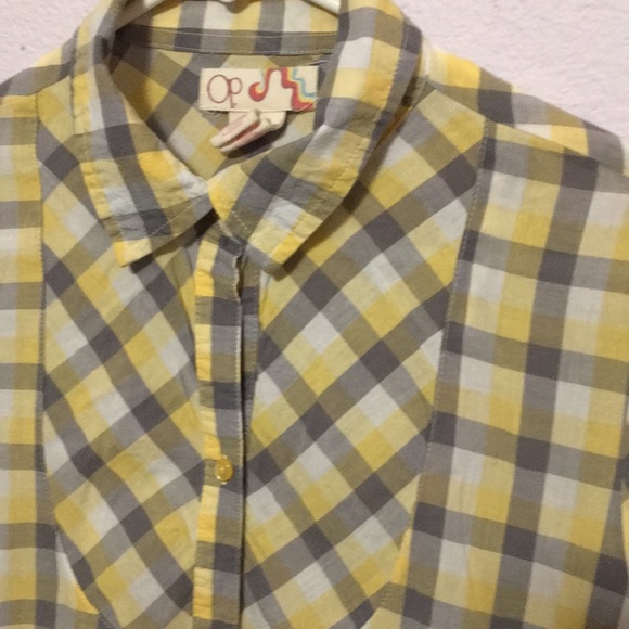 OP babydoll like blouse roll up tab sleeves Ocean Pacific - Picture 3 of 5